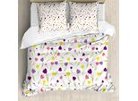 Abakuhaus Copripiumino Tulipano, Tulipani Primavera Romantico, Antiacaro Adatto A Chi Soffre Di Allergie Con Federe, 200 Cm X 200 Cm - 80 X 80 Cm, Viola, Giallo