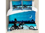 Abakuhaus Copripiumino Per Moto, Moto Chopper, Antiacaro, Adatto A Chi Soffre Di Allergie, Con Federe, 155 Cm X 220 Cm - 80 X 80 Cm, Nero Navy