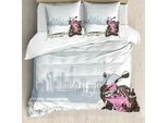 Abakuhaus Copripiumino Moto, Moto Di River, Antiacaro Adatto A Chi Soffre Di Allergie Con Federe, 155 Cm X 220 Cm - 80 X 80 Cm, Rosa Nero