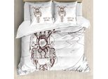 Abakuhaus Copripiumino Moto, Keep On Riding, Antiacaro, Adatto A Chi Soffre Di Allergie, Con Federe, 200 Cm X 200 Cm - 80 X 80 Cm, Marrone Bianco