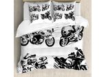 Abakuhaus Copripiumino Moto, Moto, Antiacaro Adatto A Chi Soffre Di Allergie Con Federe, 200 Cm X 200 Cm - 80 X 80 Cm, Arancione Nero
