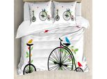 Abakuhaus Copripiumino Bicicletta, Flying Birds Fiori, Antiacaro Adatto A Chi Soffre Di Allergie Con Federe, 200 Cm X 200 Cm - 80 X 80 Cm, Multicolore