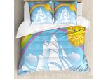 Abakuhaus Set Copripiumino Per Letti Matrimoniali, Motivo Nave Arcobaleno, Antiacaro, Adatto A Chi Soffre Di Allergie, Con Federe, Multi