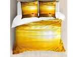 Abakuhaus Copripiumino Nautico, Nave Sull'oceano Al Tramonto, Antiacaro, Adatto A Chi Soffre Di Allergie, Con Federe, 200 Cm X 200 Cm - 80 X 80 Cm, Giallo