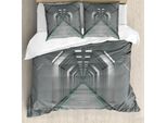 Abakuhaus Copripiumino Futuristico, Corridoio Nella Stiva Della Nave, Antiacaro, Adatto A Chi Soffre Di Allergie, Con Federe, 200 Cm X 200 Cm - 80 X 80 Cm, Verde