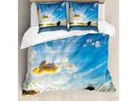 Abakuhaus Copripiumino Nautico, Mare Al Tramonto Nave, Antiacaro Adatto A Chi Soffre Di Allergie Con Federe, 155 Cm X 220 Cm - 80 X 80 Cm, Blu