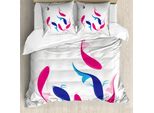 Abakuhaus Copripiumino Giapponese, Pesci Yin Yang, Antiacaro Adatto A Chi Soffre Di Allergie Con Federe, 200 Cm X 200 Cm - 80 X 80 Cm, Rosa Blu
