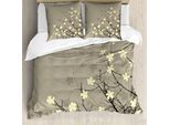 Abakuhaus Copripiumino Giapponese, Motivo Floreale Retrò, Antiacaro, Adatto A Chi Soffre Di Allergie, Con Federe, 155 Cm X 220 Cm - 80 X 80 Cm, Beige Marrone