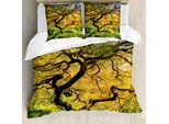 Abakuhaus Copripiumino Giapponese, Grande Acero Con Fiume, Antiacaro, Adatto A Chi Soffre Di Allergie, Con Federe, 200 Cm X 200 Cm - 80 X 80 Cm, Verde Giallo