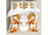 Abakuhaus Copripiumino Drachen, Filosofia Cinese, Antiacaro, Adatto A Chi Soffre Di Allergie, Con Federe, 200 Cm X 200 Cm - 80 X 80 Cm, Giallo Vermiglio
