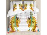 Abakuhaus Copripiumino Drachen, Cultura Orientale Drachen, Antiacaro, Adatto A Chi Soffre Di Allergie, Con Federe, 200 Cm X 200 Cm - 80 X 80 Cm, Multicolore