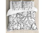Abakuhaus Copripiumino Naturale, Rami Con Foglie E Boccioli, Antiacaro, Adatto A Chi Soffre Di Allergie, Con Federe, 200 Cm X 200 Cm - 80 X 80 Cm, Bianco E Nero