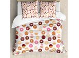 Abakuhaus Copripiumino, Colorato Yummy Donuts, Antiacaro Adatto A Chi Soffre Di Allergie Con Federe, 155 Cm X 220 Cm - 80 X 80 Cm, Rosa Marrone