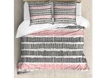 Abakuhaus Copripiumino Astratto, Linee Geometriche, Antiacaro, Adatto A Chi Soffre Di Allergie, Con Federe, 155 Cm X 220 Cm - 80 X 80 Cm, Nero Rosa