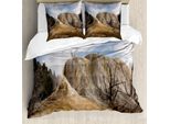 Abakuhaus Copripiumino Yellowstone, Gonna Arancione Primavera, Antiacaro, Adatto A Chi Soffre Di Allergie, Con Federe, 155 Cm X 220 Cm - 80 X 80 Cm, Beige Blu