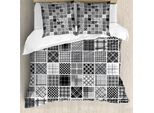 Abakuhaus Copripiumino Grigio, Plaid Patchwork Retrò, Antiacaro, Adatto A Chi Soffre Di Allergie, Con Federe, 155 Cm X 220 Cm - 80 X 80 Cm, Nero Bianco Grigio