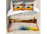 Abakuhaus Copripiumino Yellowstone, Morgen Pool Park, Antiacaro, Adatto A Chi Soffre Di Allergie, Con Federe, 200 Cm X 200 Cm - 80 X 80 Cm, Arancione Marrone