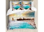 Abakuhaus Yellowstone Copripiumino, Park Erde, Antiacaro, Adatto A Chi Soffre Di Allergie, Con Federe, 155 Cm X 220 Cm - 80 X 80 Cm, Turchese