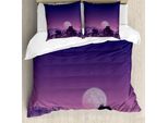 Abakuhaus Set Copripiumino Con Caricatura Per Letti Matrimoniali, Cielo Stellato, Antiacaro, Adatto A Chi Soffre Di Allergie, Con Federe, Viola Navy