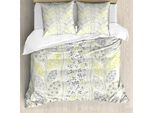 Abakuhaus Copripiumino Grigio, Foglie E Rami Autunnali, Antiacaro, Adatto A Chi Soffre Di Allergie, Con Federe, 200 Cm X 200 Cm - 80 X 80 Cm, Grigio Verde