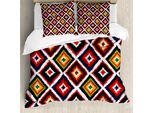 Abakuhaus Set Copripiumino Ikat Per Letti Matrimoniali, Bordo Etnico Vintage, Antiacaro, Adatto A Chi Soffre Di Allergie, Con Federe, Multi