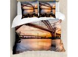 Abakuhaus New York Set Copripiumino Per Letti Matrimoniali, Vista Tramonto Serale, Antiacaro, Adatto A Chi Soffre Di Allergie, Con Federe, Marrone Blu