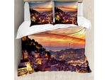 Abakuhaus Copripiumino Con Vista Della Città, Panorama Di Lisbona, Antiacaro, Adatto A Chi Soffre Di Allergie, Con Federe, 155 Cm X 220 Cm - 80 X 80 Cm, Marrone
