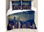 Abakuhaus Copripiumino Con Vista Della Città, Hong Kong, Antiacaro, Adatto A Chi Soffre Di Allergie, Con Federe, 155 Cm X 220 Cm - 80 X 80 Cm, Multicolore