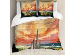 Abakuhaus Copripiumino Con Vista Della Città, Modern Harbor Cityscape, Antiacaro Adatto A Chi Soffre Di Allergie Con Federe, 200 Cm X 200 Cm - 80 X 80 Cm, Multicolore
