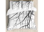 Abakuhaus Copripiumino Bianco E Nero, Albero Spoglio, Antiacaro, Adatto A Chi Soffre Di Allergie, Con Federe, 200 Cm X 200 Cm - 80 X 80 Cm, Bianco E Nero