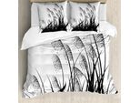 Abakuhaus Copripiumino Bianco E Nero, Motivi Floreali Selvatici, Antiacaro, Adatto A Chi Soffre Di Allergie, Con Federe, 155 Cm X 220 Cm - 80 X 80 Cm, Bianco E Nero