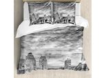 Abakuhaus Copripiumino Bianco E Nero, Grattacieli Di New York, Antiacaro, Adatto A Chi Soffre Di Allergie, Con Federe, 155 Cm X 220 Cm - 80 X 80 Cm, Bianco E Nero