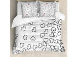 Abakuhaus Copripiumino Bianco E Nero, Forma A Cuore Nuziale, Antiacaro, Adatto A Chi Soffre Di Allergie, Con Federe, 200 Cm X 200 Cm - 80 X 80 Cm, Nero Bianco Rosso