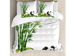 Abakuhaus Copripiumino Panda, Orso Panda Bambù, Antiacaro Adatto A Chi Soffre Di Allergie Con Federe, 200 Cm X 200 Cm - 80 X 80 Cm, Verde Nero Bianco