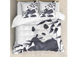 Abakuhaus Copripiumino Panda, Panda Allo Zoo Cinese, Antiacaro, Adatto A Chi Soffre Di Allergie, Con Federe, 200 Cm X 200 Cm - 80 X 80 Cm, Blu Cadetto Bianco