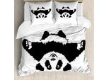 Abakuhaus Copripiumino Panda, Panda Will Hug, Antiacaro, Adatto A Chi Soffre Di Allergie, Con Federe, 200 Cm X 200 Cm - 80 X 80 Cm, Bianco E Nero