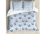 Abakuhaus Copripiumino Panda, Divertente Panda Cartoon, Antiacaro, Adatto A Chi Soffre Di Allergie, Con Federe, 200 Cm X 200 Cm - 80 X 80 Cm, Blu Nero