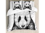 Abakuhaus Copripiumino Panda, Disegno Di Cucciolo Di Panda, Antiacaro, Adatto A Chi Soffre Di Allergie, Con Federe, 200 Cm X 200 Cm - 80 X 80 Cm, Bianco E Nero