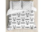 Abakuhaus Copripiumino Panda, Papillon Panda, Antiacaro, Adatto A Chi Soffre Di Allergie, Con Federe, 200 Cm X 200 Cm - 80 X 80 Cm, Bianco E Nero