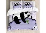 Abakuhaus Copripiumino Panda, Panda Che Dorme Su Una Nuvola, Antiacaro, Adatto A Chi Soffre Di Allergie, Con Federe, 200 Cm X 200 Cm - 80 X 80 Cm, Viola Nero