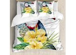 Abakuhaus Copripiumino Tropicale Con Animali, Uccello Tucano Esotico, Antiacaro, Adatto A Chi Soffre Di Allergie, Con Federe, 155 Cm X 220 Cm - 80 X 80 Cm, Multicolore