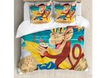 Abakuhaus Copripiumino Tropicale Con Animali, Hipster Vacation, Antiacaro, Adatto A Chi Soffre Di Allergie, Con Federe, 200 Cm X 200 Cm - 80 X 80 Cm, Multicolore