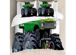 Abakuhaus Copripiumino Autos, Monster Pickup Truck, Antiacaro, Adatto A Chi Soffre Di Allergie, Con Federe, 200 Cm X 200 Cm - 80 X 80 Cm, Verde Grigio