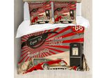 Abakuhaus Copripiumino Autos, Effetto Poster Retrò, Antiacaro, Adatto A Chi Soffre Di Allergie, Con Federe, 200 Cm X 200 Cm - 80 X 80 Cm, Beige Vermiglio