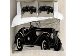 Abakuhaus Copripiumino Auto, Auto Classica Italiana, Antiacaro, Adatto A Chi Soffre Di Allergie, Con Federe, 155 Cm X 220 Cm - 80 X 80 Cm, Marrone Nero