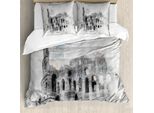 Abakuhaus Copripiumino Sketch, Colosseo Roma Sketch, Antiacaro, Adatto A Chi Soffre Di Allergie, Con Federe, 200 Cm X 200 Cm - 80 X 80 Cm, Beige Nero