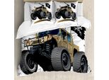 Abakuhaus Copripiumino Autos, Off Road Safari Truck, Antiacaro, Adatto A Chi Soffre Di Allergie, Con Federe, 200 Cm X 200 Cm - 80 X 80 Cm, Grigio Marrone