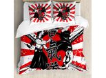 Abakuhaus Copripiumino Giapponese, Aikido Samurai-Kampf, Antiacaro, Adatto A Chi Soffre Di Allergie, Con Federe, 200 Cm X 200 Cm - 80 X 80 Cm, Arancione, Nero, Bianco