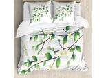 Abakuhaus Copripiumino Libellula, Fiori E Libellule, Antiacaro, Adatto A Chi Soffre Di Allergie, Con Federe, 155 Cm X 220 Cm - 80 X 80 Cm, Verde Bianco