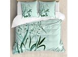 Abakuhaus Copripiumino Libellula, Libellule Wild Grass, Antiacaro, Adatto A Chi Soffre Di Allergie, Con Federe, 155 Cm X 220 Cm - 80 X 80 Cm, Verde Pallido